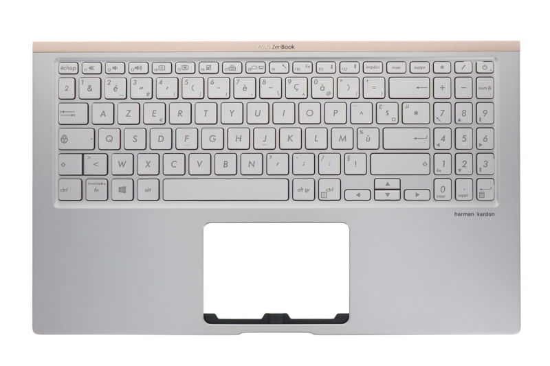 Asus ZenBook silver backlit keyboard
