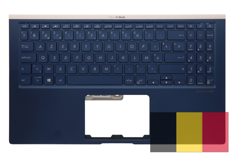 Blue Asus ZenBook backlit Belgian QWERTY keyboard