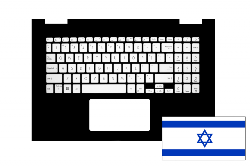 Asus ZenBook Gray backlit Hebrew keyboard