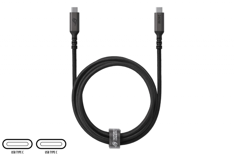 ROG 240W Black Docking Power Cable USB Type-C to USB-C Asus ROG power docking cable 240W black USB Type C to USB-C Asus