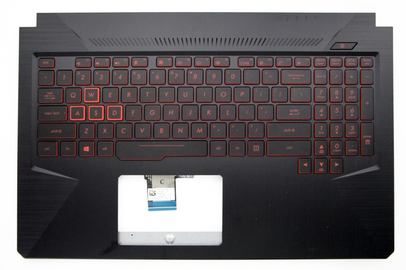 Black Asus TUF Gaming backlit US keyboard