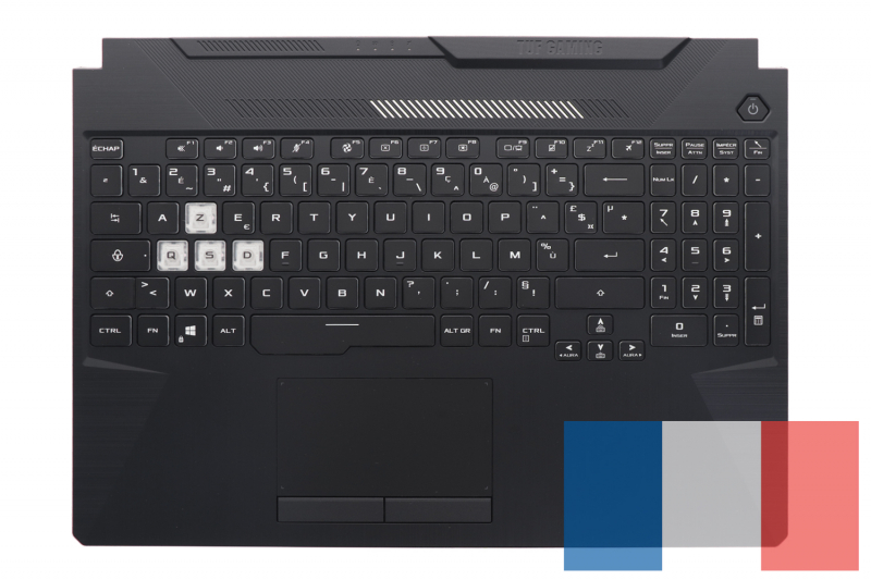 Black backlit keyboard with white letters TUF Gaming Asus