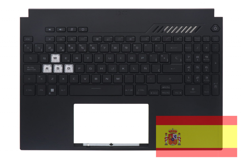 Asus TUF Dash Spanish Black Backlit Keyboard Black backlit Spanish QWERTY keyboard for Asus TUF Dash F15