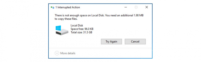 Falta de espacio en el disco duro