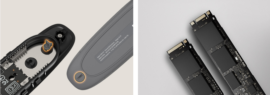 Q-Latch system for screwless M.2 SSD installation
